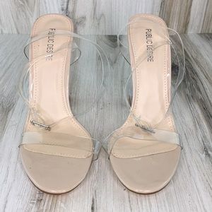 Public Desire Alia Strappy Clear Perspex High Heel